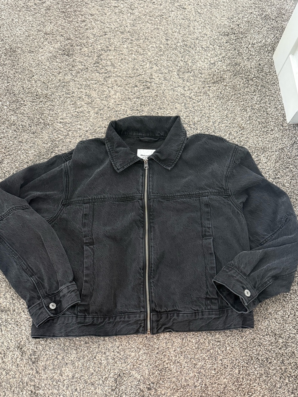 Abercrombie & Fitch Black Zip-Up Denim Jacket